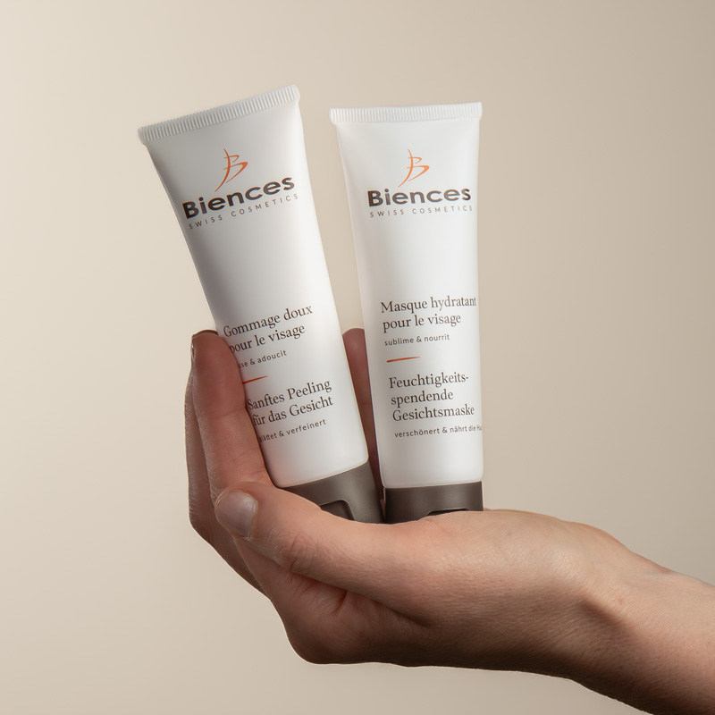 Gommage_doux_et_masque_hydratant_visage_Biences_Swiss_Cosmetics